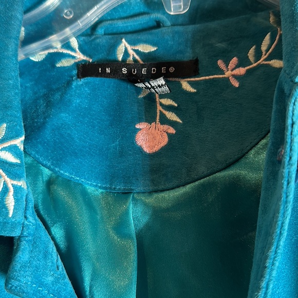 Suede embroidered duster 3/4 jacket - Picture 3 of 6